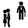 Cheating scene ｜ Affair ｜ Witness ｜ Divorce-Pictogram ｜ Free illustration material