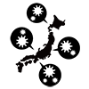 日本列島｜感染者｜ウイルス - ピクトグラム｜フリーイラスト素材